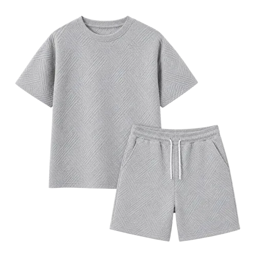 Men's T-Shirt & Short Set, 2-Piece Short Sleeve Crew Neck Outfit