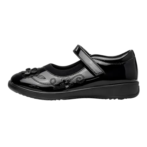 Walkright Collins Girls Black Patent School Shoe